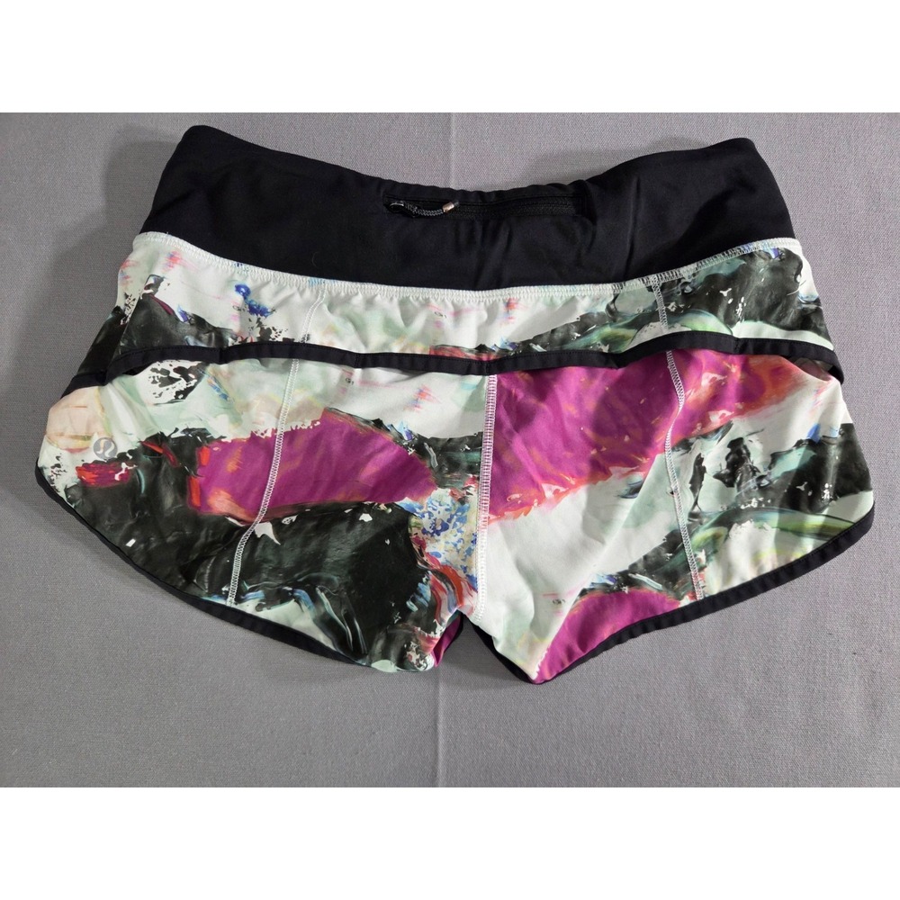Lululemon Shorts Womens 4 White Color Splash Speed Lined Shorts Running Gym Flow - Picture 2 of 9
